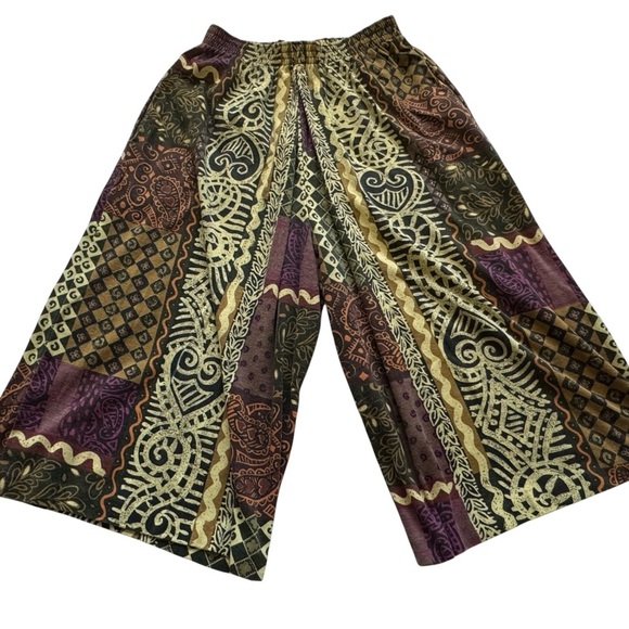Toni Petite Vintage USA Union Made Boho 80s Wide Leg Capri Pants Size Medium - Picture 1 of 7